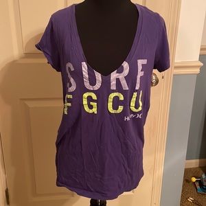 Hurley XL Surf FGCU purple vneck T-shirt